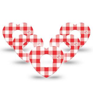 ExpressionMed Red Gingham Infusion Heart, 10-Pack Classic red gingham Adhesive Tape For Pump
