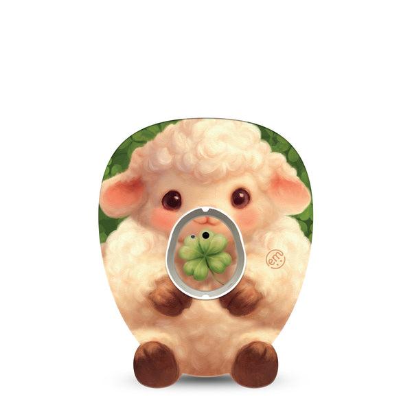 ExpressionMed Lucky Lamb Dexcom G7 and Dexcom Stelo Glucose Biosensor System Gumdrop, Single Tape and Single Sticker Lamb stuffed animal inspired Overlay Patch for CGM