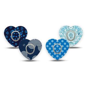 ExpressionMed Barbie Splash Variety Pack Dexcom G7 Heart Shape Tape, Dexcom Stelo Glucose Biosensor System, 4-Pack Tape and 4-Pack Stickers Variety Fun Hypnotic Shapes, Overlay Patch CGM Design