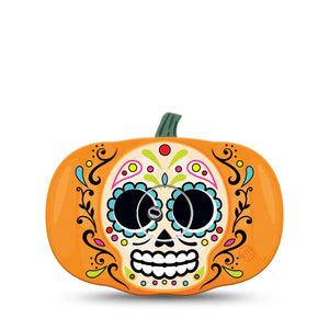 ExpressionMed Sugar Skull Pumpkin Freestyle Libre 3 Pumpkin Shape Tape Single Tape and Single Sticker Skull Floral Face Pumpkin Patch CGM Design