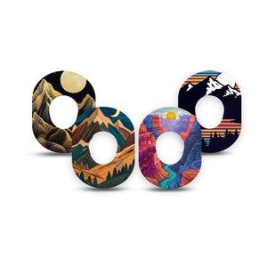 ExpressionMed Scenic Sights Dexcom G7 and Dexcom Stelo Glucose Biosensor System Mini, 4-Pack Tape Inspiring adventure wonder connection Fixing Ring Patch for Continuous Glucose Monitor
