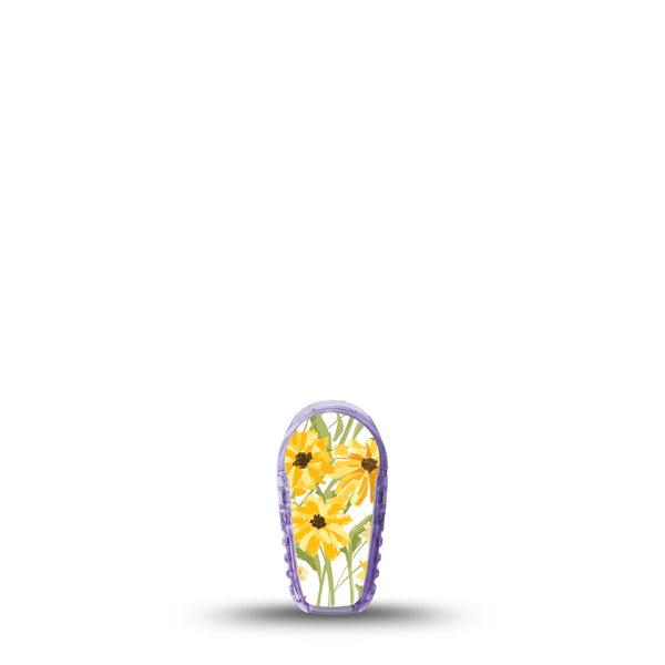 ExpressionMed Yellow Mosaic Floral Dexcom G6 Sticker Single Sticker Only Sunflower Field, Vinyl Decoration Continuous Glucose Monitor Design