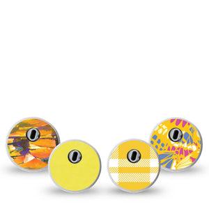 ExpressionMed Sunlit Yellow Freestyle Libre 3 and Libre 3 Plus Sticker, 4-Pack Sticker warm yellow aesthetic Vinyl Decoration for CGM