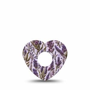 ExpressionMed Stitched Bloom Freestyle Libre 3 and Libre 3 Plus Heart, Single Tape Lavender stitch Vinyl Decoration for CGM