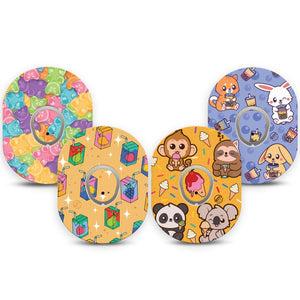 ExpressionMed Sugar Rush Variety Pack Dexcom G7 Sticker and Tape, Dexcom Stelo Glucose Biosensor System,  Cute Stuffed Animal Inspired, Vinyl Sticker and Tape Pairing Continuous Glucose Monitor Design