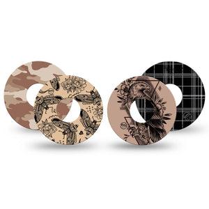 ExpressionMed Black and Tan Variety Pack Variety Pack Freestyle Libre 3 and Libre 3 Plus Tape, 4-Pack Tape Variety Cute Fruit Inspired Prints, Adhesive Tape Continuous Glucose Monitor Design