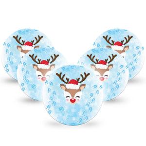 ExpressionMed Flurry the Reindeer Dexcom G7 Overpatch 5-Pack Animal Footprints and Antlers, CGM Overlay Tape Design, Dexcom Stelo