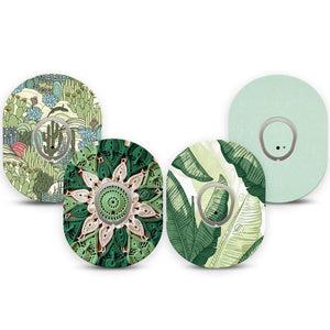 ExpressionMed Tropical Greens Dexcom G7 and Dexcom Stelo Glucose Biosensor System, tape and sticker  tropical green leaves Decorative Decal for CGM