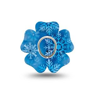 ExpressionMed Falling Snow Dexcom G7 Flower Shape Tape, Dexcom Stelo Glucose Biosensor System, Single Tape and Single Sticker Winter Snowflakes, Plaster CGM Design