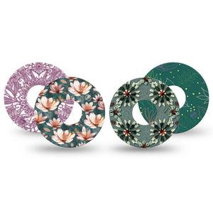 ExpressionMed Sage Petals Variety Pack Freestyle Libre 3 and Libre 3 Plus Tape, 4-Pack Tape Variety, Floral Outlines, Adhesive Tape Continuous Glucose Monitor Design