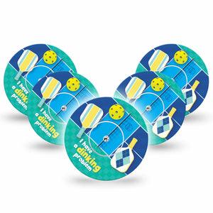 ExpressionMed Pickleball Freestyle Libre Tape, Abbott Lingo,  5-Pack Tape and 5-Pack Sticker Funny Pickleball Words Fixing Ring Tape Continuous Glucose Monitor Design