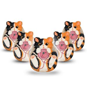 ExpressionMed Playful Kitten Freestyle Libre 3 and Libre 3 Plus Gumdrop Shape Tape, 5-Pack Tape and 5-Pack Sticker Calico Kitten, Overlay Patch CGM Design