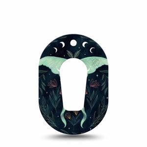 ExpressionMed Luna Moth Dexcom G6 Mini Tape Single Tape Moth and Moons, Adhesive Tape CGM Design