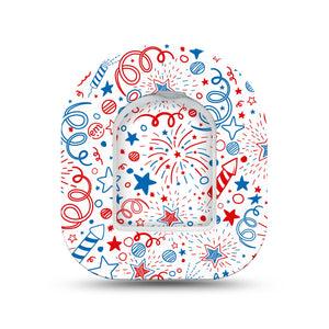 ExpressionMed Firework Doodles Omnipod Sticker Pod Surface Center Sticker Single Sticker with matching Single Pod Tape Cartoon Firework Illustrations Vinyl Decoration Pump design