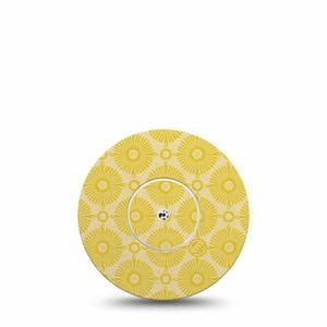 ExpressionMed Yellow Sundress Freestyle Libre and Libre 2 Plus Sticker and Tape, Abbott Lingo,  Golden Sunbursts Pattern, Adhesive Sticker and Tape Design Continuous Glucose Monitor Design