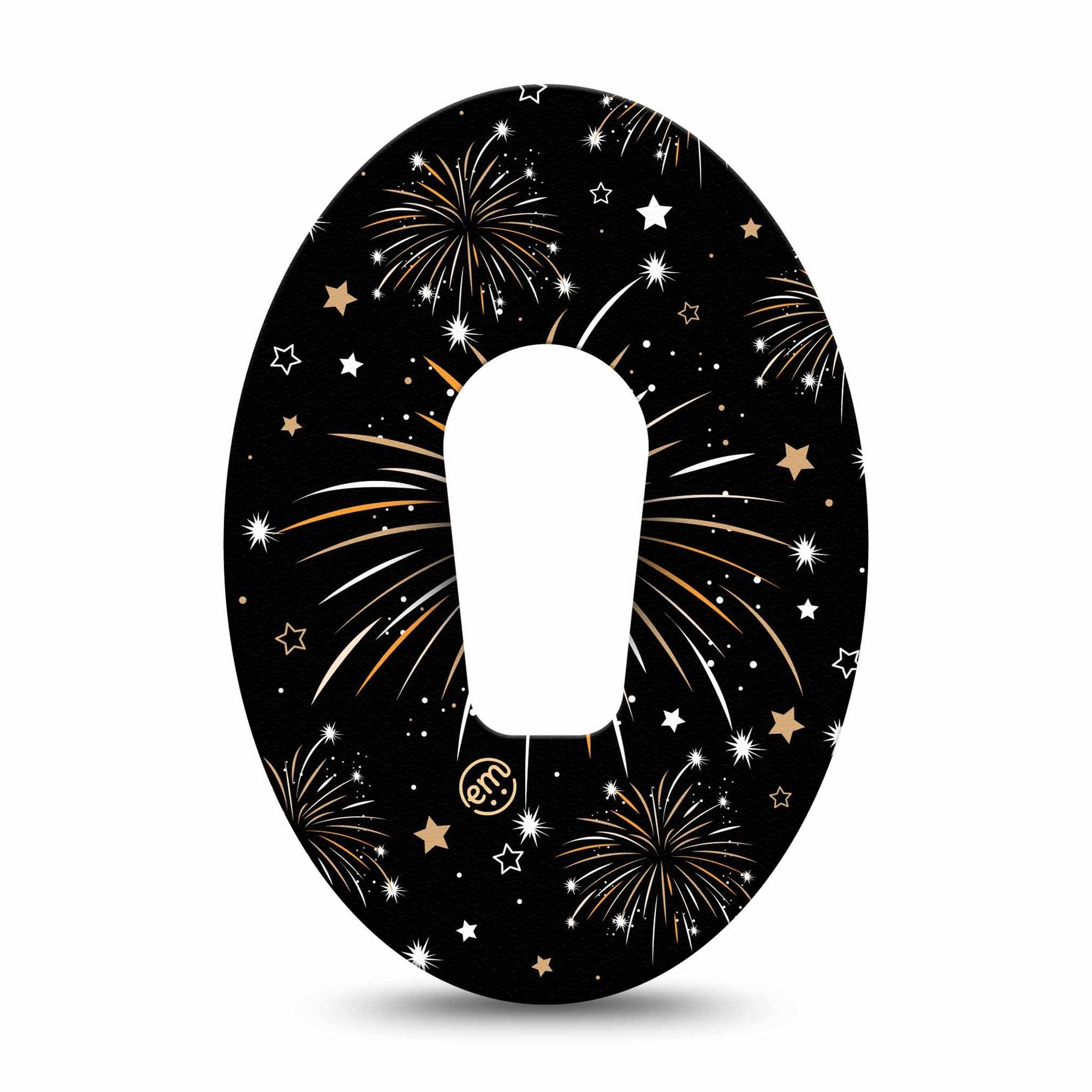 ExpressionMed New Years Fireworks Dexcom G6 Tape Single Tape Gold Firework Celebration, Plaster CGM Design