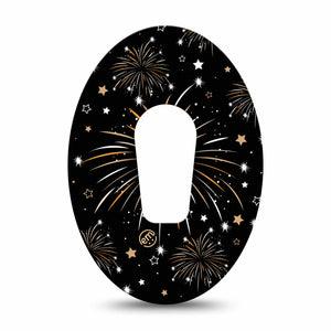 ExpressionMed New Years Fireworks Dexcom G6 Tape Single Tape Gold Firework Celebration, Plaster CGM Design