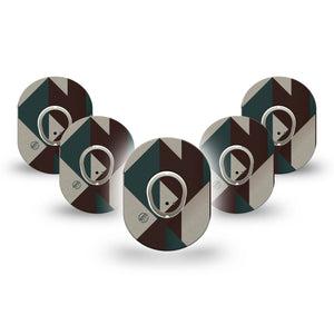 ExpressionMed Timberline  Dexcom G7 and Dexcom Stelo Glucose Biosensor System Mini, 5-Pack Tape and 5-Pack Sticker Abstract forest inspired Sensor Cover for Continuous Glucose Monitor