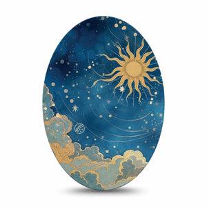 ExpressionMed Mystic Skies Medtronic Guardian Enlite Universal Oval, Single Tape Magical sun Vinyl Decoration for CGM