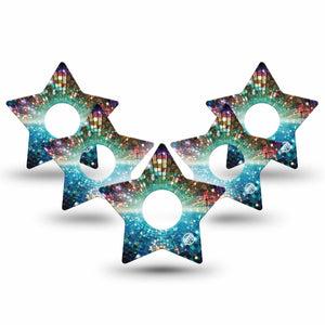 ExpressionMed Disco Lights Freestyle Libre 3 and Libre 3 Plus Star, 5-Pack Retro glow design Decorative Patch for Continuous Glucose Monitor