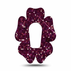 ExpressionMed Pink Sequins Dexcom G6 Flower Shape Tape Single Tape Shimmering Sequins, Adhesive Patch Continuous Glucose Monitor Design