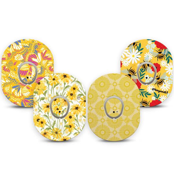 ExpressionMed Daisy Meadow Variety Pack Dexcom G7 Tape, Dexcom Stelo Glucose Biosensor System, 4-Pack Tape and 4-Pack Sticker Variety Bright Daisy Blooms, Overlay Tape CGM Design
