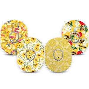 ExpressionMed Daisy Meadow Variety Pack Dexcom G7 Tape, Dexcom Stelo Glucose Biosensor System, 4-Pack Tape and 4-Pack Sticker Variety Bright Daisy Blooms, Overlay Tape CGM Design