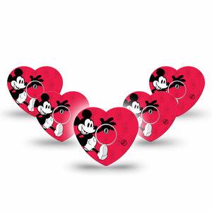 ExpressionMed Magical Mouse Freestyle Libre 3 Heart Shape Tape 5-Pack Tape and 5-Pack Sticker Disney Mickey Mascot Patch CGM Design