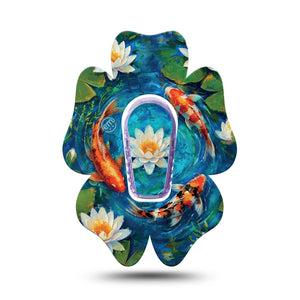 ExpressionMed Koi Pond Dexcom G6 Flower, Single Tape and Single Sticker japanese pond aesthetic Adhesive Tape for CGM