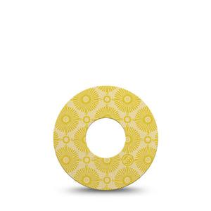 ExpressionMed Yellow Sundress Infusion Set Tape, 5-Pack Tape Golden Sunbursts Pattern, Overlay Patch Continuous Glucose Monitor Design