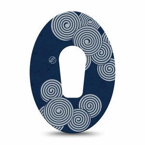 ExpressionMed Blue Swirls Dexcom G6 Tape, Single Tape Navy Spirals, Plaster Continuous Glucose Monitor Design