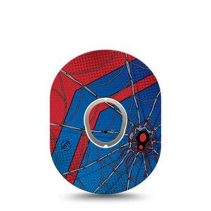 ExpressionMed Spider Man Dexcom G7 Tape, Dexcom Stelo Glucose Biosensor System, Single Tape and Single Sticker Comic Book Spiderman, Overlay Tape CGM Design