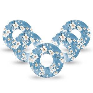 ExpressionMed Cherry Blossom Infusion Set Tape 10-Pack Tape Spring Floral Tree Print, Overlay Patch Continuous Glucose Monitor Design