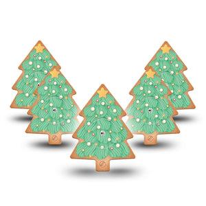 ExpressionMed Christmas Cookie Freestyle Libre 2 Tree Shape Tape, Abbott Lingo, 5-Pack Tape and 5-Pack Sticker Xmas Tree Cutout, Decorated Fir Tree, Plaster Continuous Glucose Monitor Design