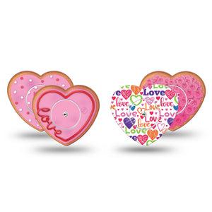 ExpressionMed Cookie Bouquet Variety Pack Freestyle Libre 2 and Libre 2 Plus Heart Shape Tape, Abbott Lingo, 4-Pack Tape and 4-Pack Sticker Valentine's Day Sweet Treats Adhesive Patch CGM Design