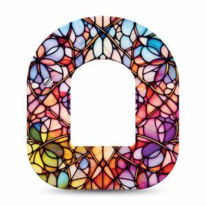 ExpressionMed Stained Glass Omnipod, Single Tape vibrant floral glass illustration Accessories For Insulin Pump