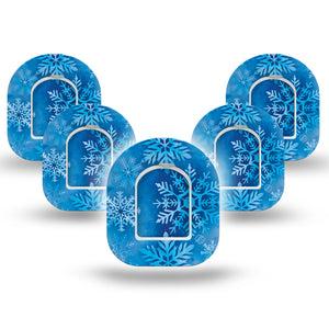 ExpressionMed Falling Snow Omnipod Mini Tape, 5-Pack Tape and 5-Pack Sticker Snow Crystals, Adhesive Tape Pump Design