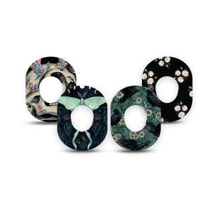 ExpressionMed Gothic Wilderness Dexcom G7 and Dexcom Stelo Glucose Biosensor System Mini, 4-Pack Tape gothic botanical artwork Fixing Ring Patch for Continuous Glucose Monitor