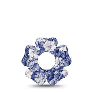 ExpressionMed Moody Blues Infusion Set Flower Shape Tape 5-Pack Tape Blue Noir Flower Variety, Plaster Continuous Glucose Monitor Design