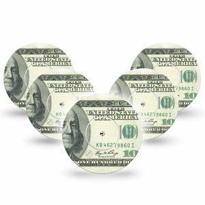 ExpressionMed Feeling $100 Freestyle Libre and Libre 2 Plus Tape, Abbott Lingo, 5-Pack Tape and 5-Pack Sticker Summer Fun Confetti, Fixing Ring Tape Continuous Glucose Monitor Design