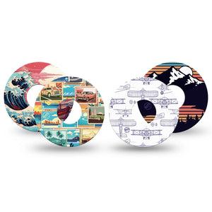 ExpressionMed Wander & Roam Variety Pack Freestyle Libre 3 and Libre 3 Plus Tape, 4-Pack Tape Variety, Explorer Themed, Adhesive Tape Continuous Glucose Monitor Design