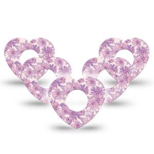ExpressionMed Purple Daisy Infusion Set Heart Shape Tape, 10-Pack Tape Summer Purple Flowers, Adhesive Tape Continuous Glucose Monitor Design