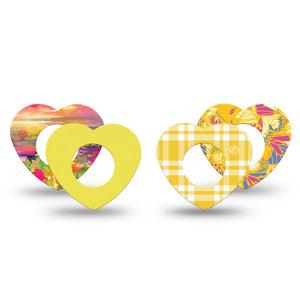 ExpressionMed Sunlit Yellow Freestyle Libre, Libre 2 Plus, and Abbott Lingo Heart, 4-Pack Tape bright yellow flowers Waterproof Adhesive Tape for Continuous Glucose Monitor