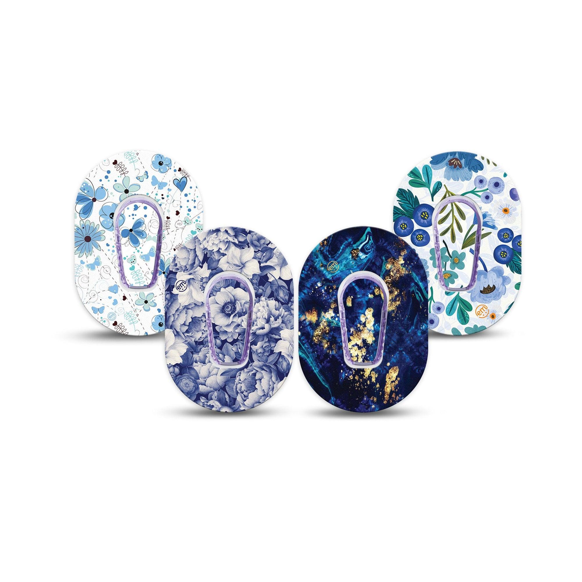 ExpressionMed Cerulean Dream Variety Pack Dexcom G6 Mini Tape 4-Pack Tape and 4-Pack Sticker Variety Spring Blues Multi Designs, Adhesive Tape CGM Design