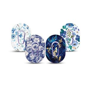 ExpressionMed Cerulean Dream Variety Pack Dexcom G6 Mini Tape 4-Pack Tape and 4-Pack Sticker Variety Spring Blues Multi Designs, Adhesive Tape CGM Design