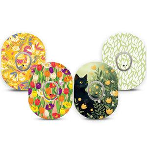 ExpressionMed Vivid Garden Dexcom G7 and Dexcom Stelo Glucose Biosensor System, tape and sticker  Orange green theme Decorative Decal for CGM