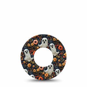ExpressionMed Embroidered Ghost Freestyle Libre and Libre 2 Plus Tape, Abbott Lingo, Single Tape Ghostly Garden, Fixing Ring Tape Continuous Glucose Monitor Design