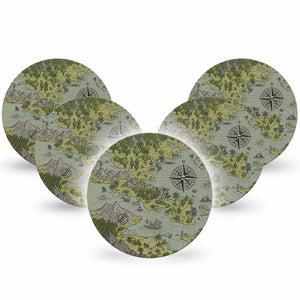 ExpressionMed Navigation Dexcom G7 Overpatch, Dexcom Stelo Glucose Biosensor System, 5-Pack Tape Treasure Map Inspired, Overlay Tape CGM Design