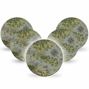 ExpressionMed Navigation Freestyle Libre and Libre 2 Plus Overpatch, Abbott Lingo, 5-Pack Tape Forest and Mountains, Fixing Ring Patch CGM Design