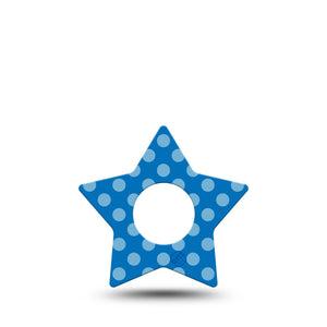 ExpressionMed Blue Polka Dots Infusion Set Star Shape Tape, 5-Pack Tape Festive NDAM, Fixing Ring Patch Continuous Glucose Monitor Design